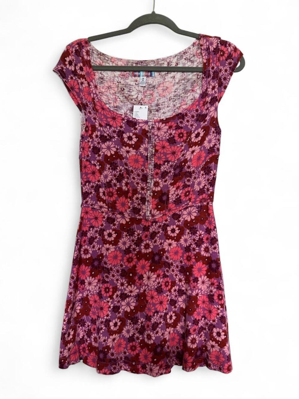 NWT Urban Outfitters Juliette Seamed Floral Mini Dress Pink Purple M